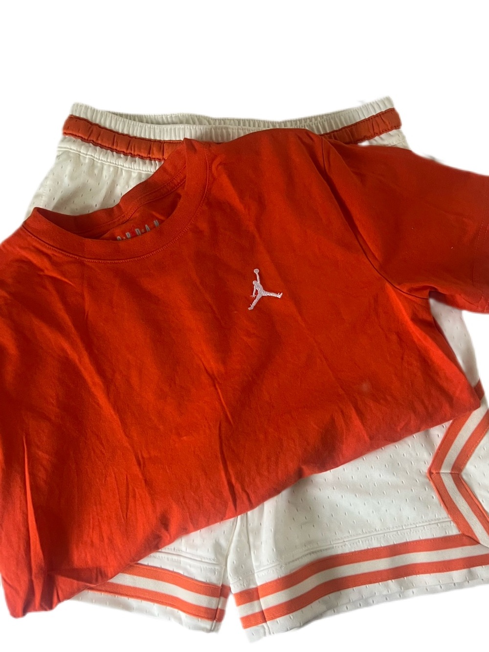 NWT Jordan Orange and White Athletic Shorts with matching tee